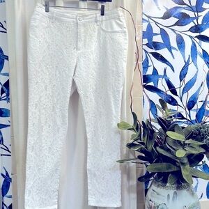 Women’s Eric White Lace Front Cotton Blend Denim Jeans Size 14
